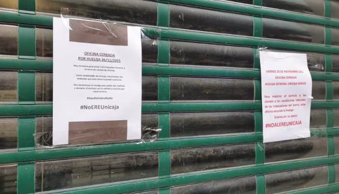 Éxito de la huelga en Unicaja Banco con un seguimiento de un 93% de la plantilla