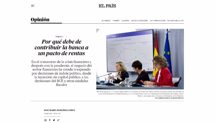 Por qué debe de contribuir la banca a un pacto de rentas
