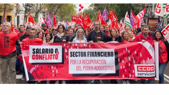 CCOO Sector Financiero vuelve a la calle en la gran manifestación de Madrid, para reclamar a la Banca mecanismos compensatorios